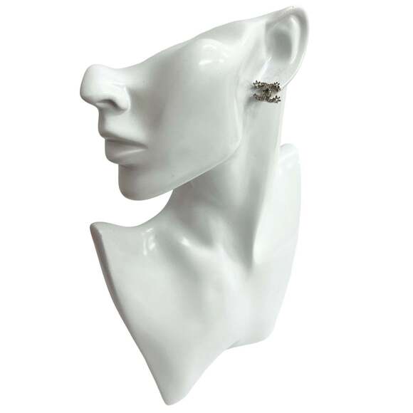 CHANEL Silver Logo Earrings